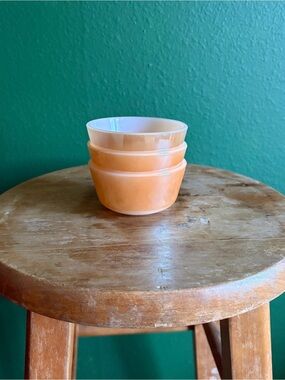 Vintage Anchor Hocking Fire King Peach Luster Custard Bowls set of 3